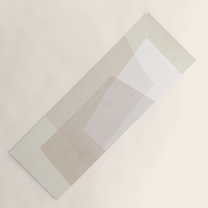 Modern Minimalism Beige White Organic Shapes Yoga Mat Gallery Image 1
