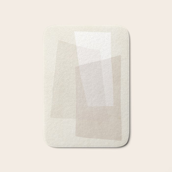 Modern Minimalism Beige White Organic Shapes Bath Mat Gallery Image 1