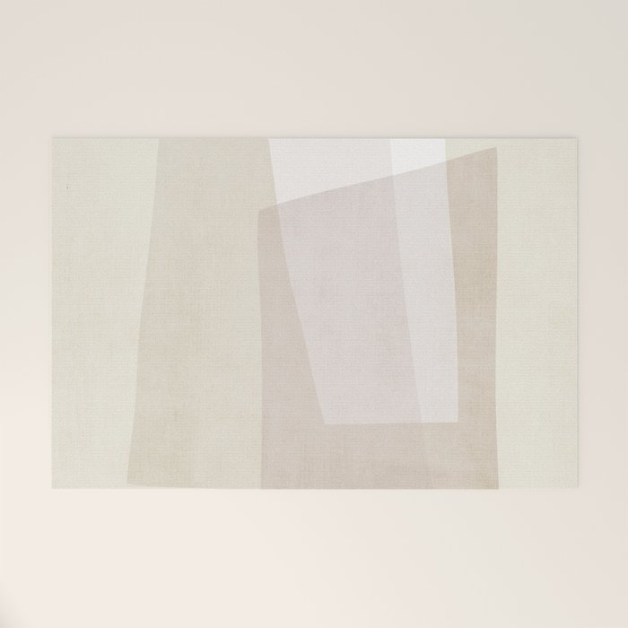 Modern Minimalism Beige White Organic Shapes Welcome Mat Gallery Image 1