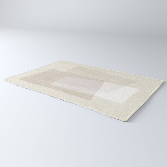 Modern Minimalism Beige White Organic Shapes Rug Gallery Image 3