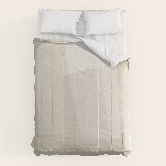 Modern Minimalism Beige White Organic Shapes Comforter Gallery Image 1