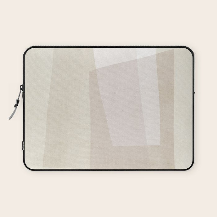 Modern Minimalism Beige White Organic Shapes Laptop Sleeve Gallery Image 1