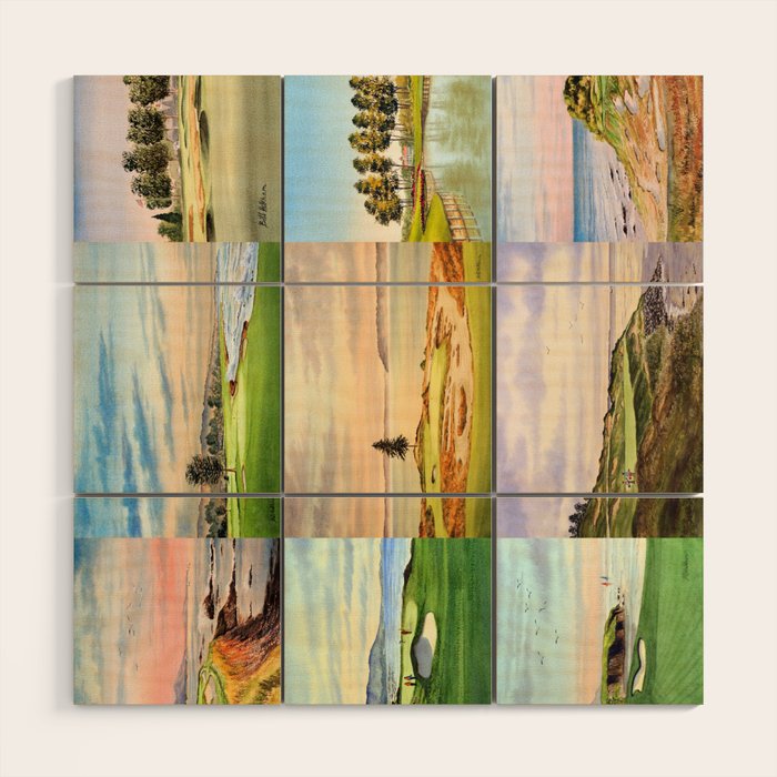 Famous Golf Courses In The USA Collage Wood Wall Art Gallery Image 1