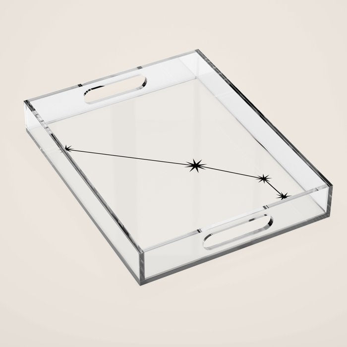 Aries Zodiac Star Constellation Line Art White Acrylic Tray Gallery Image 1