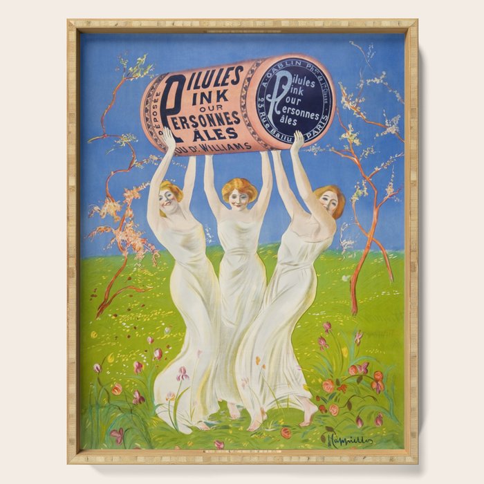 Antique Ad Poster Pink Pills for Pale People Serving Tray Gallery Image 1