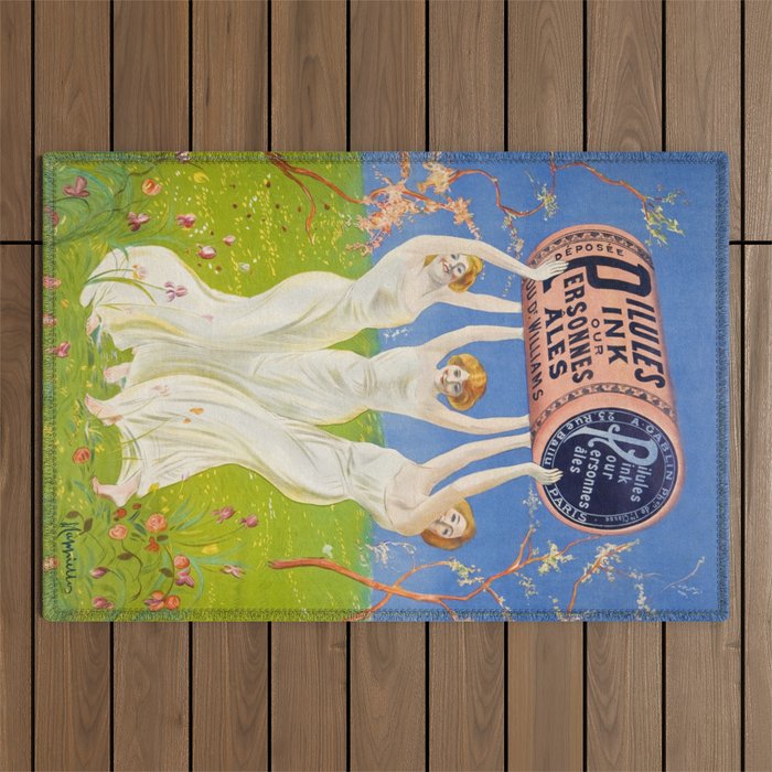 Antique Ad Poster Pink Pills for Pale People Outdoor Rug Gallery Image 1