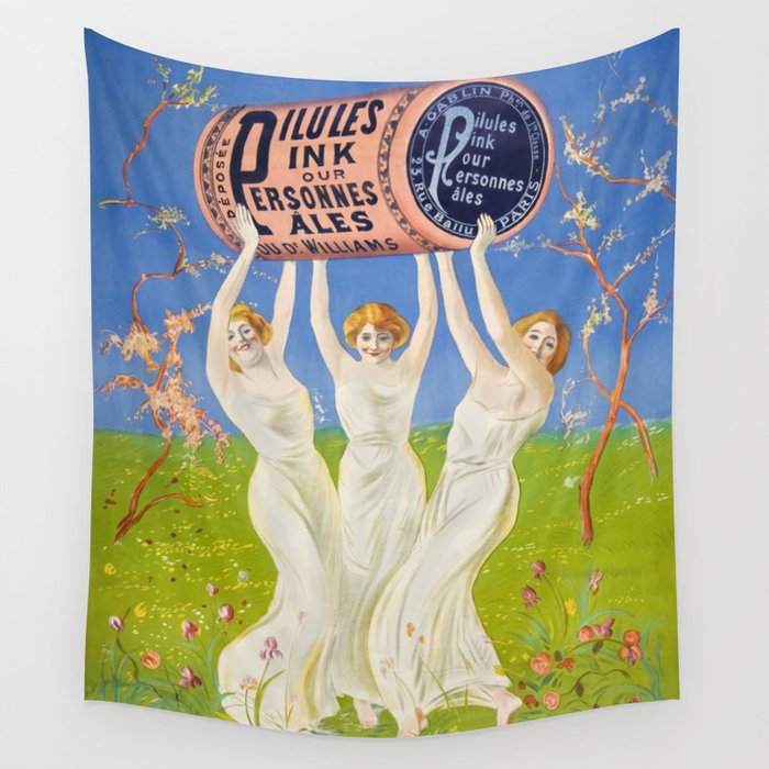 Antique Ad Poster Pink Pills for Pale People Wall Tapestry Gallery Image 4