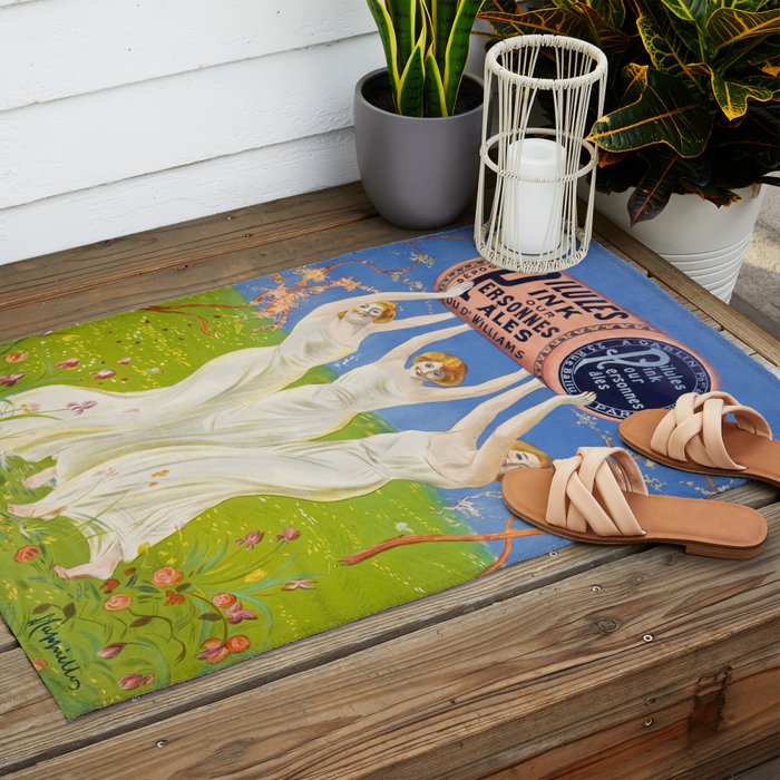 Antique Ad Poster Pink Pills for Pale People Outdoor Rug Gallery Image 2