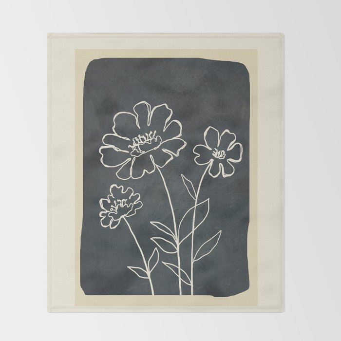 Sketch Line Flowers 4 Throw Blanket Gallery Image 2