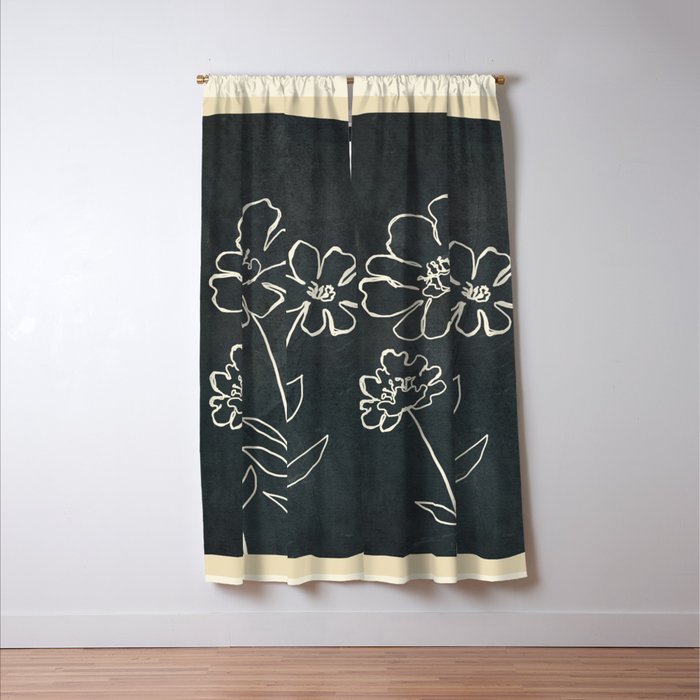 Sketch Line Flowers 4 Window Curtain Gallery Image 3