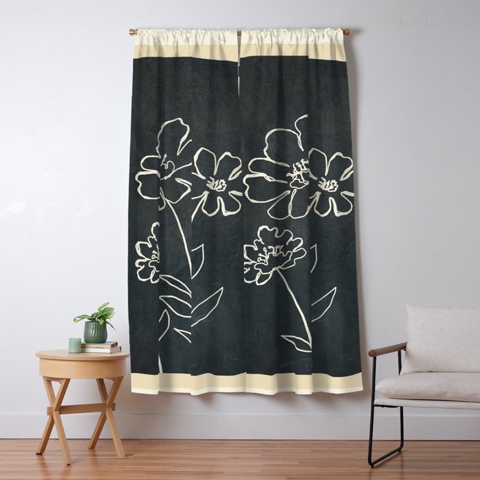 Sketch Line Flowers 4 Window Curtain Gallery Image 5