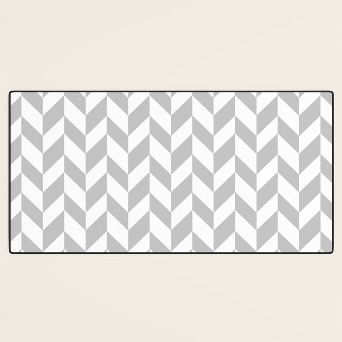 Herringbone (Gray & White Pattern) Desk Mat Gallery Image 3