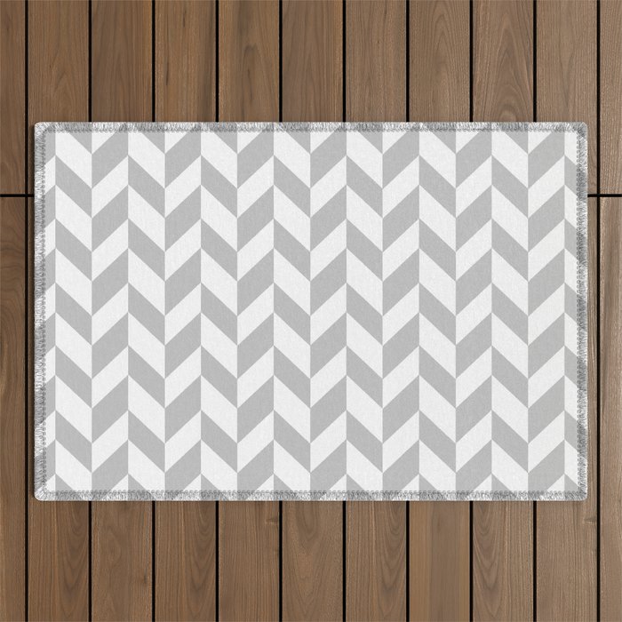 Herringbone (Gray & White Pattern) Outdoor Rug Gallery Image 1