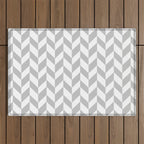 Herringbone (Gray & White Pattern) Outdoor Rug Gallery Image 1