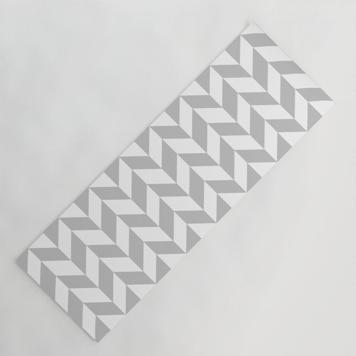 Herringbone (Gray & White Pattern) Yoga Mat Gallery Image 1