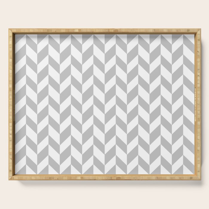 Herringbone (Gray & White Pattern) Serving Tray Gallery Image 1