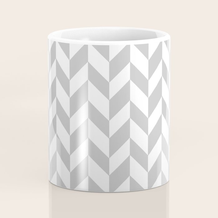Herringbone (Gray & White Pattern) Coffee Mug Gallery Image 4