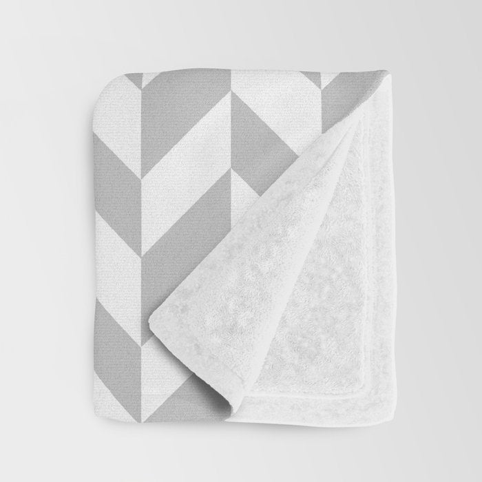 Herringbone (Gray & White Pattern) Throw Blanket Gallery Image 3