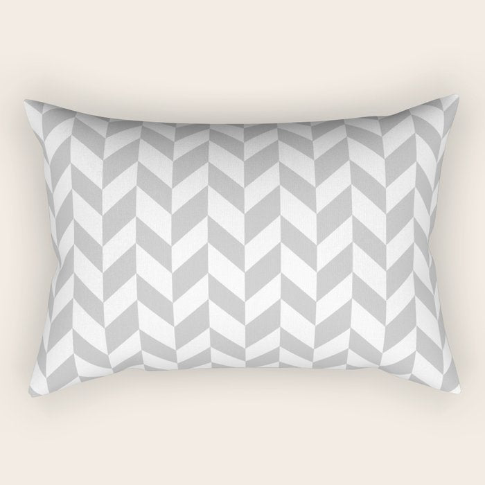 Herringbone (Gray & White Pattern) Rectangular Pillow Gallery Image 2