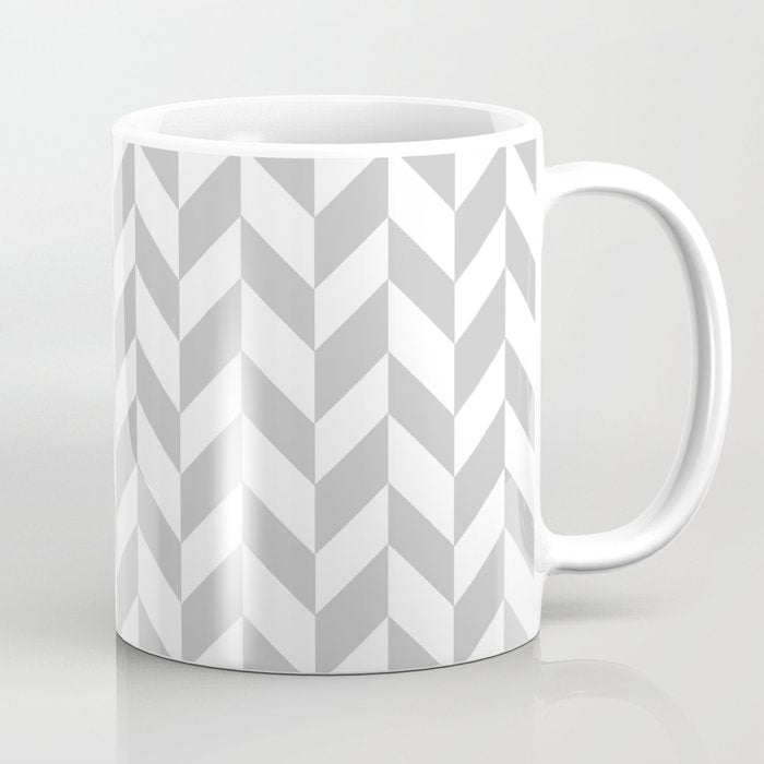 Herringbone (Gray & White Pattern) Coffee Mug Gallery Image 1