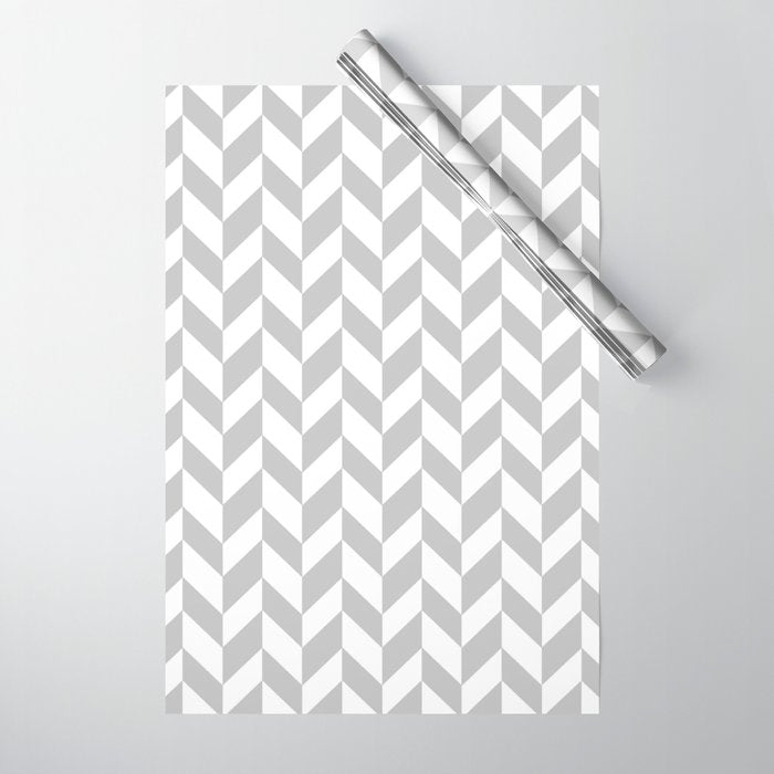 Herringbone (Gray & White Pattern) Wrapping Paper Gallery Image 1