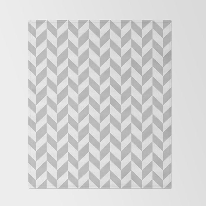 Herringbone (Gray & White Pattern) Throw Blanket Gallery Image 2
