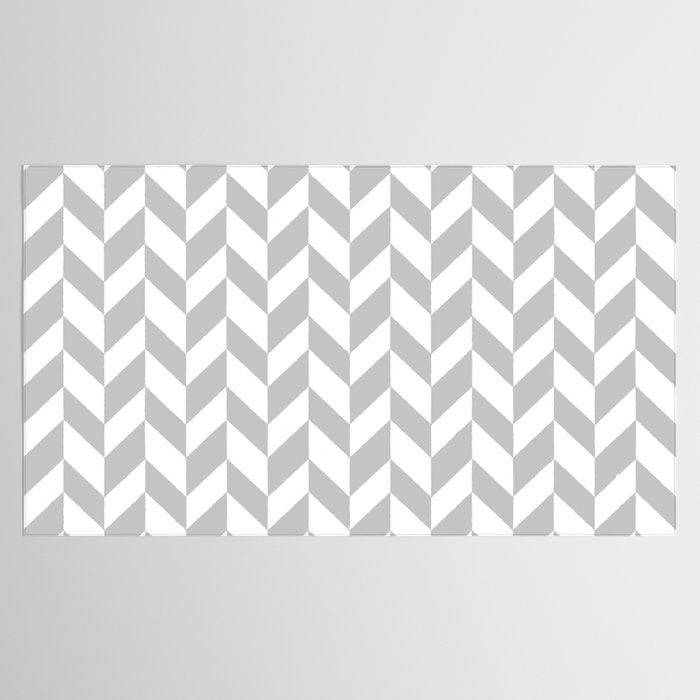 Herringbone (Gray & White Pattern) Tablecloth Gallery Image 2
