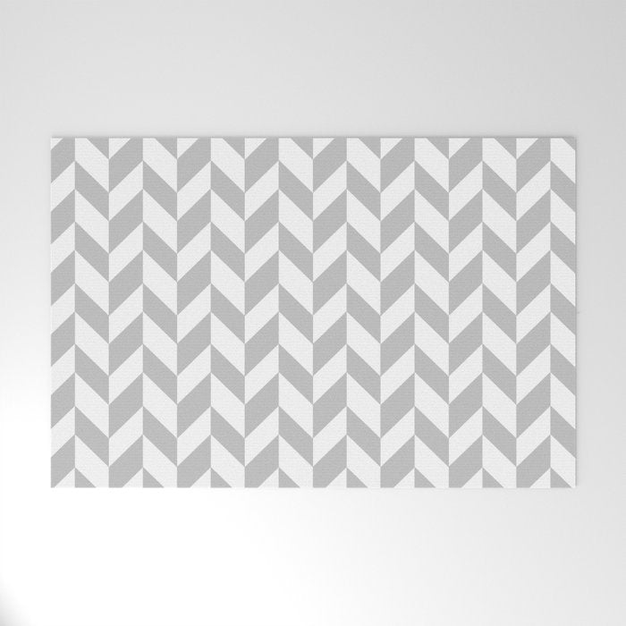Herringbone (Gray & White Pattern) Welcome Mat Gallery Image 1