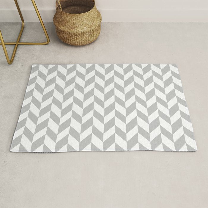 Herringbone (Gray & White Pattern) Rug Gallery Image 1
