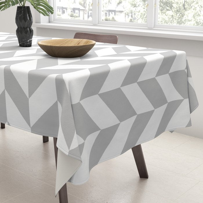 Herringbone (Gray & White Pattern) Tablecloth Gallery Image 3