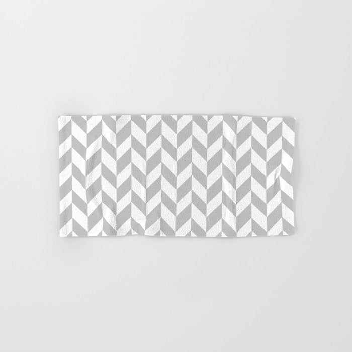 Herringbone (Gray & White Pattern) Bath Towel Gallery Image 1