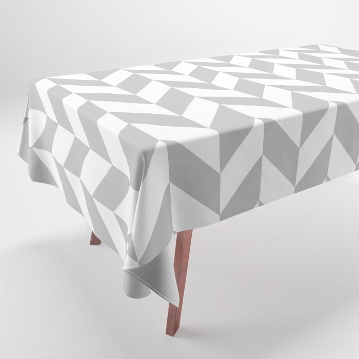 Herringbone (Gray & White Pattern) Tablecloth Gallery Image 1