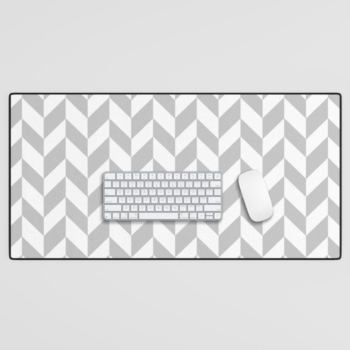 Herringbone (Gray & White Pattern) Desk Mat Gallery Image 1