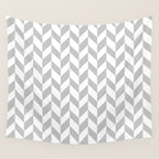 Herringbone (Gray & White Pattern) Wall Tapestry Gallery Image 4