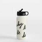 Lucky To Be Here - Brush Script Typography Quote  Water Bottle Gallery Image 1