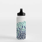 Blooms and Stripes, Aqua and Navy Water Bottle Gallery Image 3