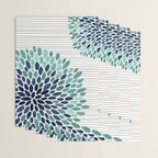 Blooms and Stripes, Aqua and Navy Wrapping Paper Gallery Image 3