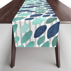 Blooms and Stripes, Aqua and Navy Table Runner Gallery Image 1