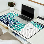 Blooms and Stripes, Aqua and Navy Desk Mat Gallery Image 2
