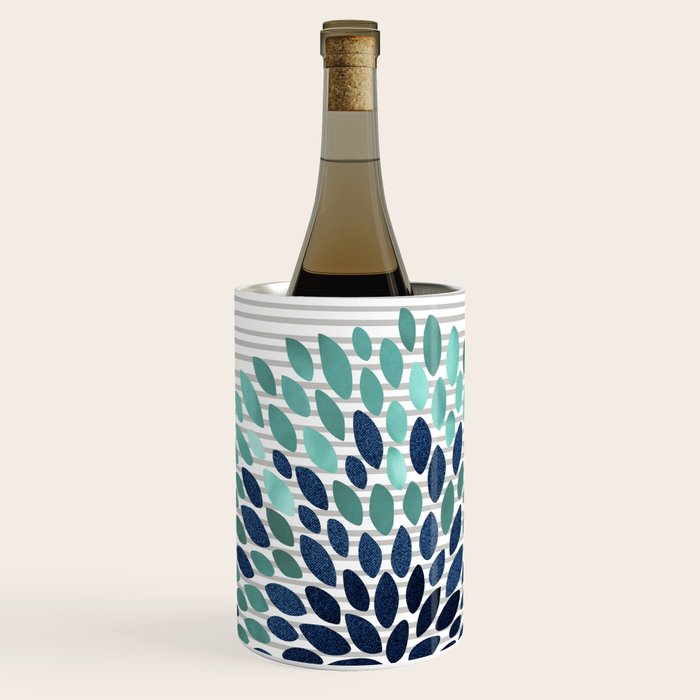 Blooms and Stripes, Aqua and Navy Wine Chiller Gallery Image 2