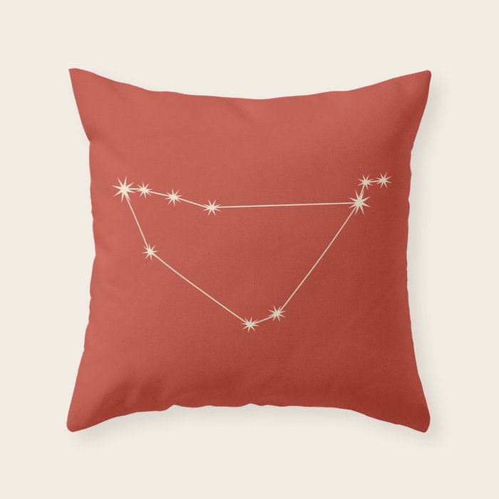 Capricorn Zodiac Star Constellation Line Art Red Throw Pillow Gallery Image 6