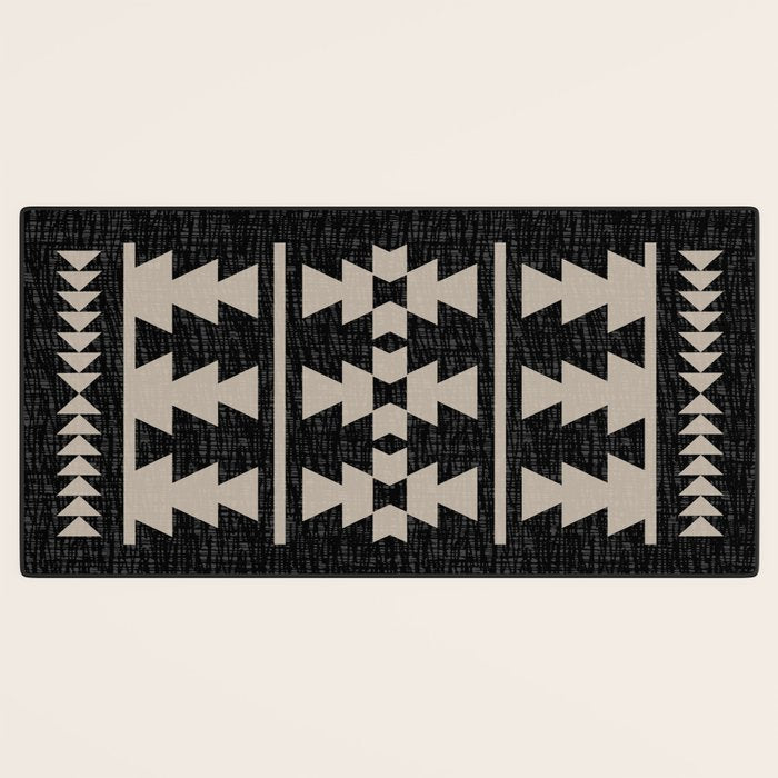 Southwestern Pattern 129 Black and Linen Desk Mat Gallery Image 3