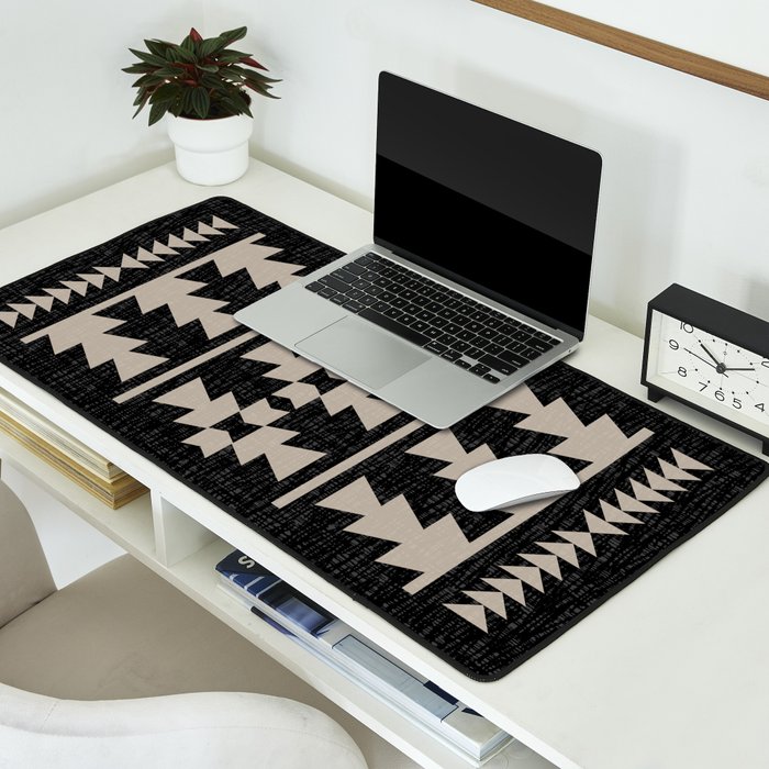 Southwestern Pattern 129 Black and Linen Desk Mat Gallery Image 2