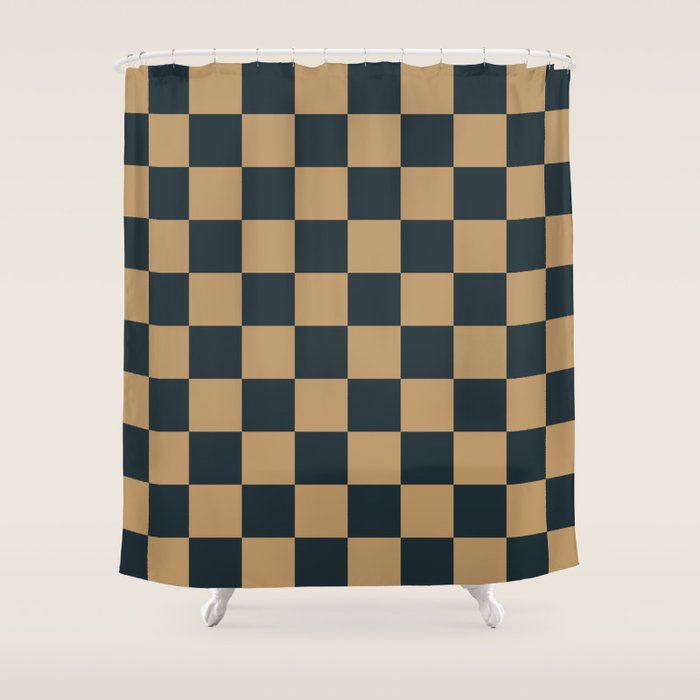Mineral Dust x Wheatberry Mixed Checker Shower Curtain Gallery Image 1
