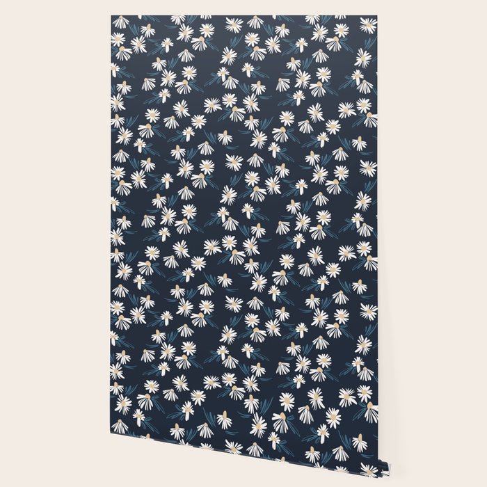 Daisy Florals on Navy Wallpaper Gallery Image 2