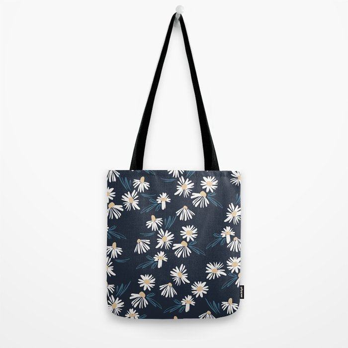 Daisy Florals on Navy Tote Bag Gallery Image 2