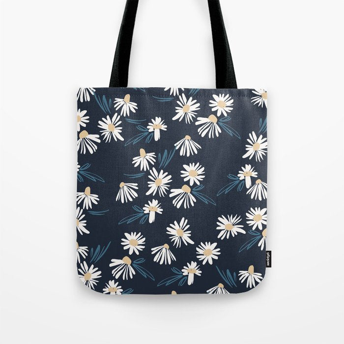 Daisy Florals on Navy Tote Bag Gallery Image 1