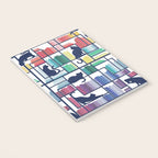 Rainbow bookshelf // white background navy blue shelf and library cats Notebook Gallery Image 3