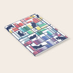 Rainbow bookshelf // white background navy blue shelf and library cats Notebook Gallery Image 2