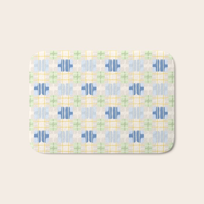 Geo handmade squares Bath Mat Gallery Image 1